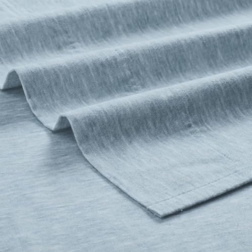 Image of Superior Melange Flannel Cotton Sheet Set, Ultra-Soft Brushed Sheets, Modern, Farmhouse Bedding, Includes; Flat Sheet, Elastic Deep Pocket Fitted Sheet, Pillowcases, California King, Washed Blue