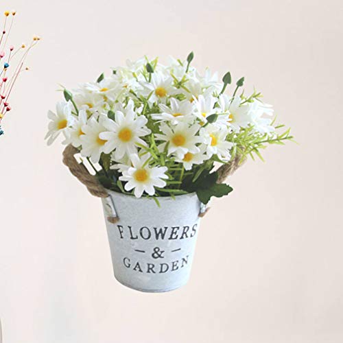 BESPORTBLE, flores artificiais, vasos de seda, grandes arranjos de margarida, pote de metal, bonsai,