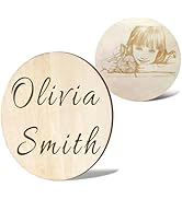 PRINTTOUCAN Personalized Newborn Birth Announcement Sign, Customized Engraved Wooden Name Photo P...