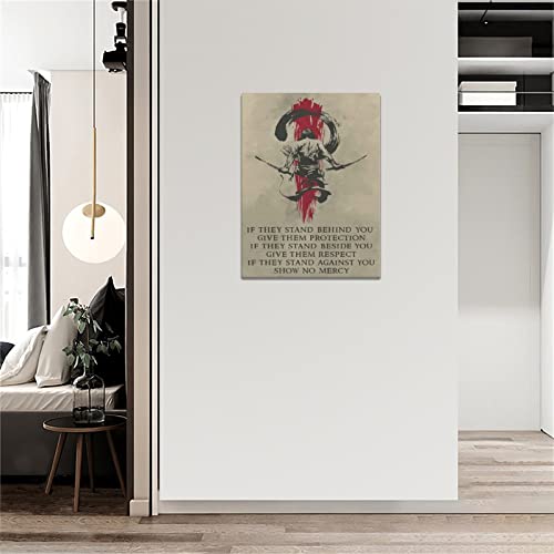 Japanese Samurai Wall Art Warrior Pictures Wall Decor Vintage Inspirational Quotes Canvas Painting Print Artwork Modern Home Decorations Framed Ready To Hang For Living Room Office Gym 12"X16" #TOP2
