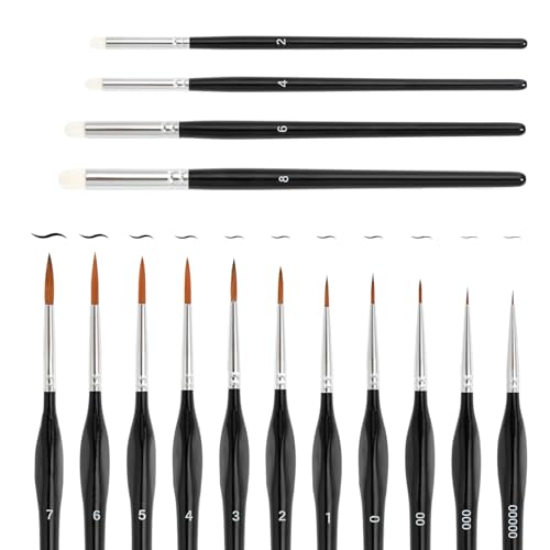 15Pcs Model Paint Brushes Set with Fine Detail and Domed Dry Paint Brushes