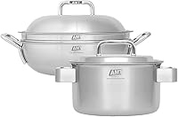 Vista 1 de Dongwon Metal 316TI - Wok antiadherente de 5 capas de acero inoxidable con tapa de 11 pulgadas y olla de mano doble con tapa de 9.5 pulgadas