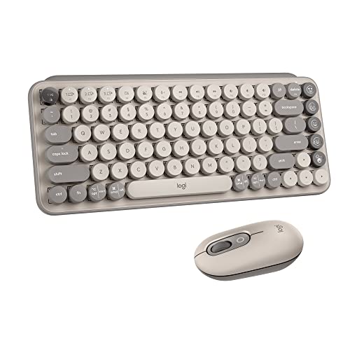 Image of Logitech POP Keys + POP Mouse - Wireless Keyboard and Bluetooth Mouse Combo with Typewriter-Style Mechanical Keys, Emoji Features, Cute Compact Design - Mist