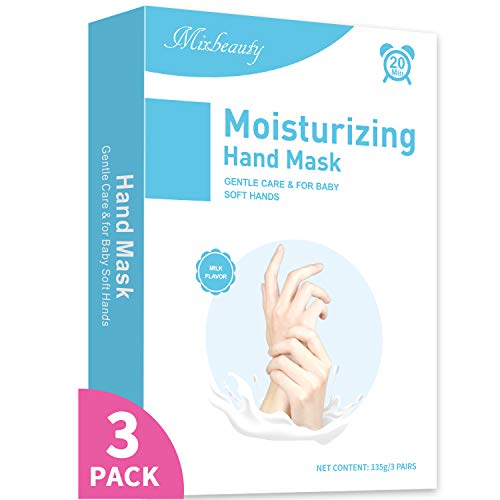 Hand Mask 3 Pairs Moisturizing Glove Hand Peeling Mask Repair Rough and Dry Skin-Milk