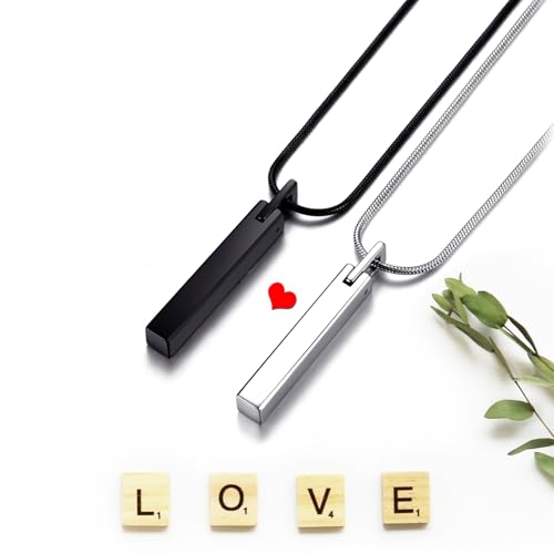 Tungsten Steel Bar Pendant Necklace for Men and Women 24 Inch Snake Chain4