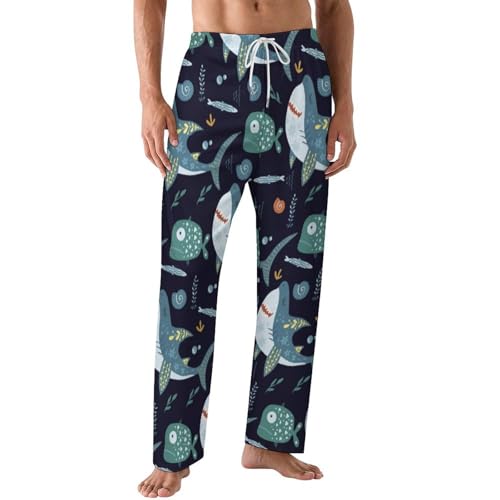 Cute Shark Comfy Pajama Pants Adjustable Sleepwear Beach Pants for Men