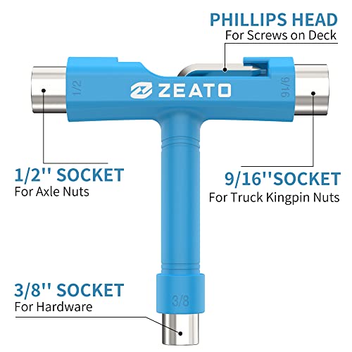 image for Zeato All-In-One Skate Tools Multi-function Portable Skateboard T Tool
