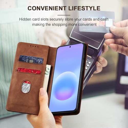 Image of Jasonyu Flip Wallet Case for Samsung Galaxy A57 5G,Brown