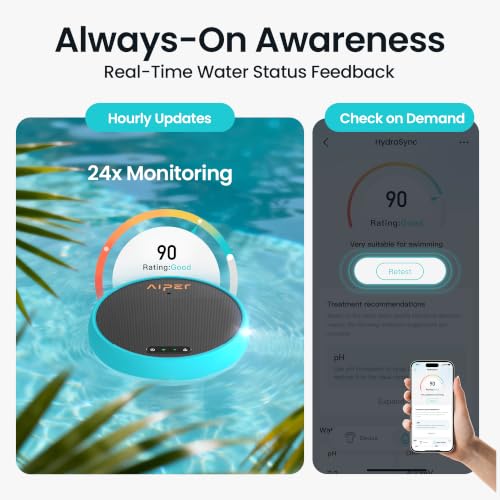 Image of AIPER HydroSync Smart Pool Monitor, 5-in-1 Digital Tester, Sky Blue