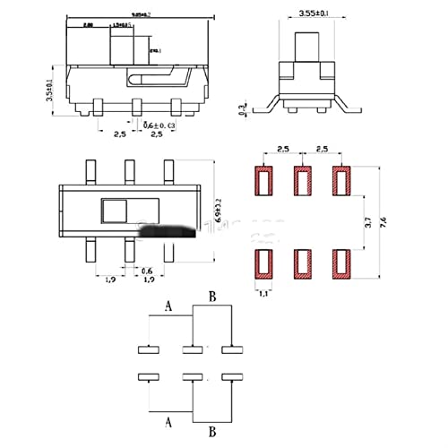 Micro interrupteur MSS22D18 SMD 2P2T pour circuit imprimé - 3
