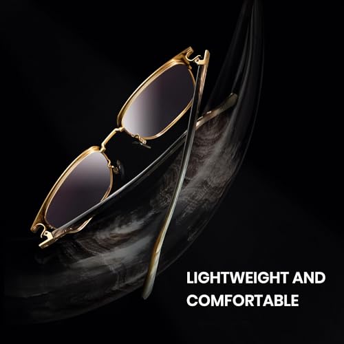 Image of Cyxus Pure Titanium Half Rim Glasses, Luxury Horn Textured Temples, Elegant Semi-Rimless Eyewear, Clear Lens Optical Frame