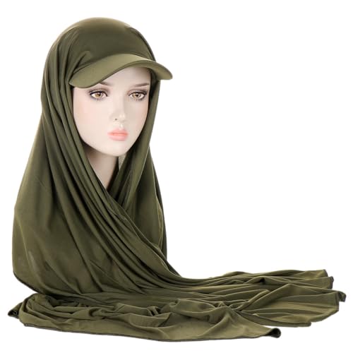 Hijab Scarfs for Women, Baseball Cap Scarf Turban Hats Muslim Beanies Bandana Hijab Headwrap Cap Long Hijabs4