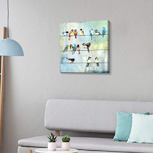Tar Tar Studio Bird Picture Canvas Wall Art: Colorful Birds Painting Print On Canvas Artwork For Kids Bedroom ( 24''W X 24''H, Multiple Sizes ) #TOP4