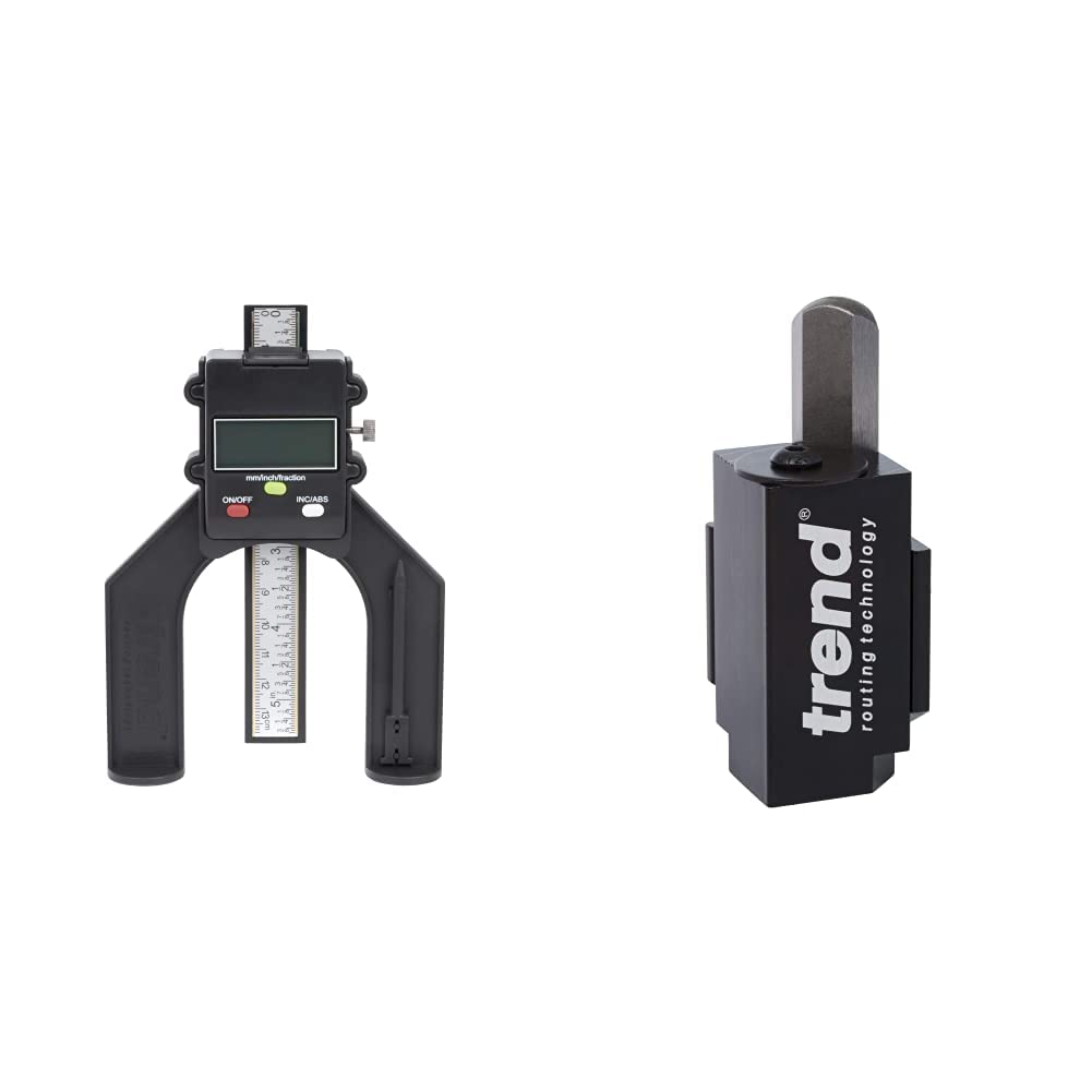 Trend GAUGE/D60 Digital Depth Gauge with 60mm Jaw Opening for Setting Rebates and Grooves, Black, 240V & C Corner Wood Chisel for Square Hinge and Lock Face Fitting, Black, 70mm