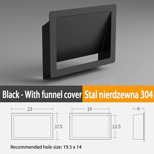 304 Stainless Steel Commercial Trash Can Cover, Easy Push Lid, Square Built-in Garbage Bin, Kitchen Countertop Trash Cover, Side Mount Chute Lid, Stylish & Durable