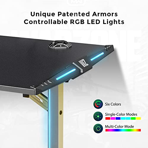 Image of EUREKA ERGONOMIC & Call of DutyⓇ Gaming Desk,55 Inch Gaming Computer Desk with RGB Led Lights, Gamer Desk with Large Monitor Stand Shelf, Dual Headphone Hook Gaming Table Computer Home Office Desk