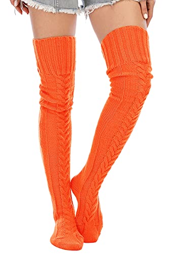 Image of Leoparts Women's Cable Knitted Thigh High Boot Socks Extra Long Winter Stockings Over Knee Leg Warmers