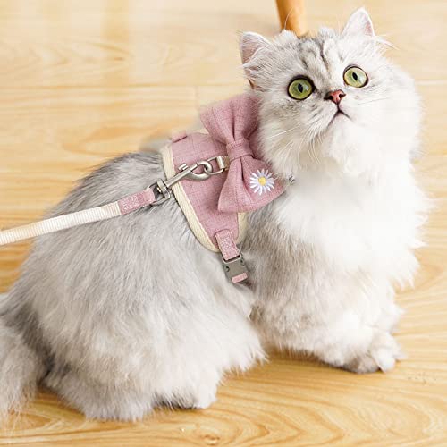 JCOLUSHI Cat Vest Harness and Leash Set, Cute Pink Bowtie with Flower, Mesh Breathable for Walking Escape Proof… - Image 6