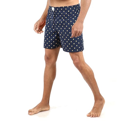 Image of ALPHABETS Men's Cotton Regular Striped Boxer Briefs (Pack of 3) Dark Blue, Red, White