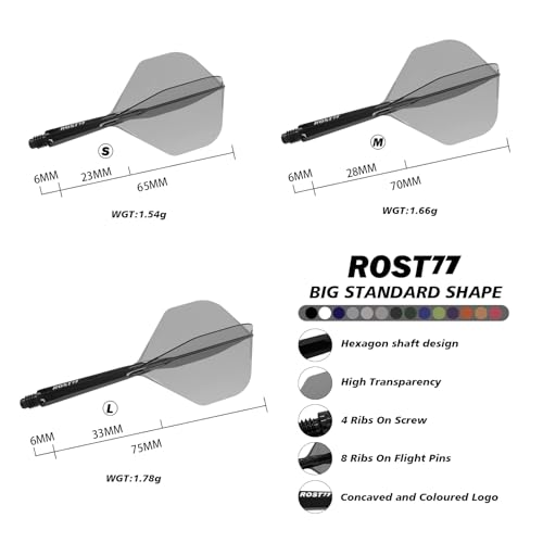 CUESOUL Rost 77 Tige et Aile de fléchette intégrée,Grande Forme Standard,Lot de 3 (série de Couleurs Unies) – vue 2