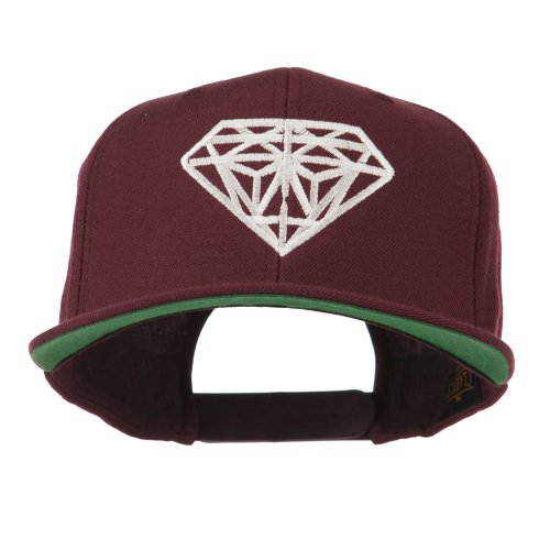 Big Diamond Embroidered Flat Bill Cap - Maroon OSFM