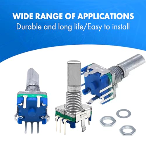 Ouitble Drehgeber-Codeschalter, 5 Stück EC11 360-Grad-Digitalpotentiometer 5-polig Grifflänge 20 mm für Elektronikprojekte Dateneingabe