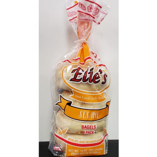 Elie's Sesame Bagels - 6 packs of 4 bagels per pack - 24 total bagels - NOT GLUTEN FREE, 1 Count