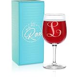 On The Rox Drinks Monogrammed Gifts for Women - A-Z Personalized Wine Glasses Engraved- 12.75 Oz (L)