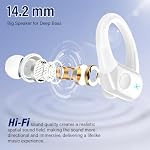 Ecouteurs sans fil, 75H Bluetooth 5.4 Écouteurs sans fil Sport avec casque 4 ENC Mic, basse stéréo, IP7, Ecouteurs Bluetooth avec harnais pour l'entraînement/la descente/le travail, double LED Bouds d'oreilles, blanc