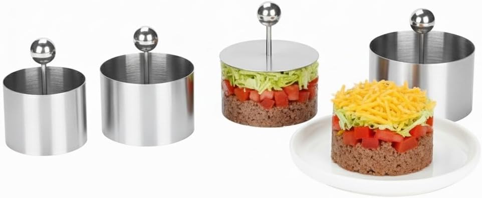 3pcs Sushi Mold with Pressers, Food Circle Cookie Cutter Ring, Stainless Steel Kitchen Utensil for Shaping Dessert Jelly Pastry Rice Balls Pastry 3.14 In