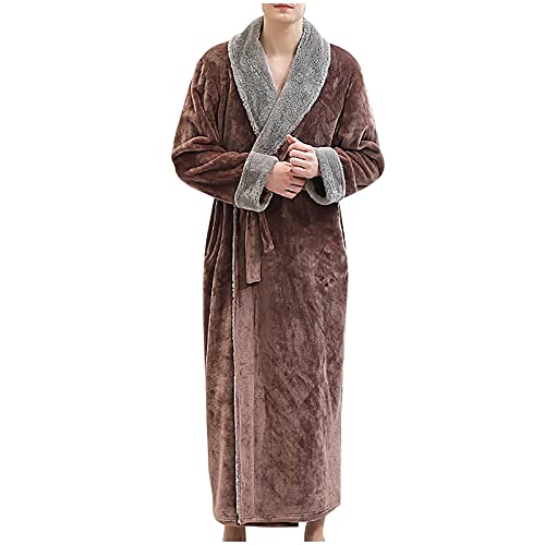 Generisch Bata larga para mujer, albornoz largo, juego de parejas, bata con bolsillos y cinturón, albornoz para sauna, mullido, de invierno, ropa de dormir gruesa, cómoda, ropa de baño para parejas