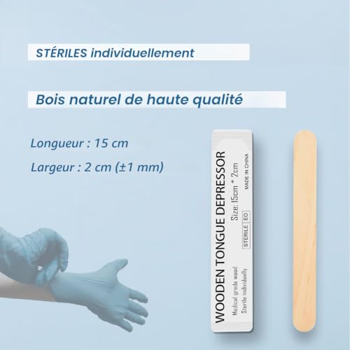 WARRIOR® STERILE Abaisse-langues en bois jetables stérilisés au gaz EO (Lot de 100 pièces) – vue 2