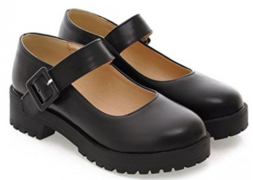 SATUKI Women's Girls Lolita Mid Heel Platform Wedges Students Uniform Dress Shoes