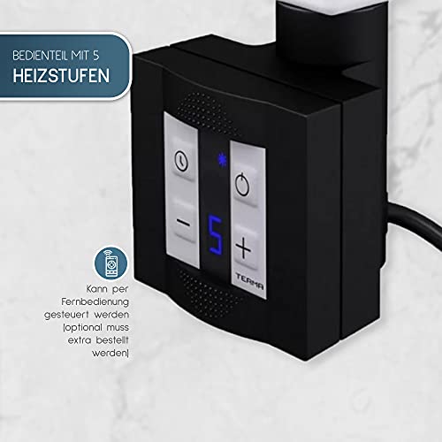 anapont Elektrische badkamerradiator - zwart - met timerfunctie - handdoekradiator - badkamerverwarming elektrisch… - Image 6