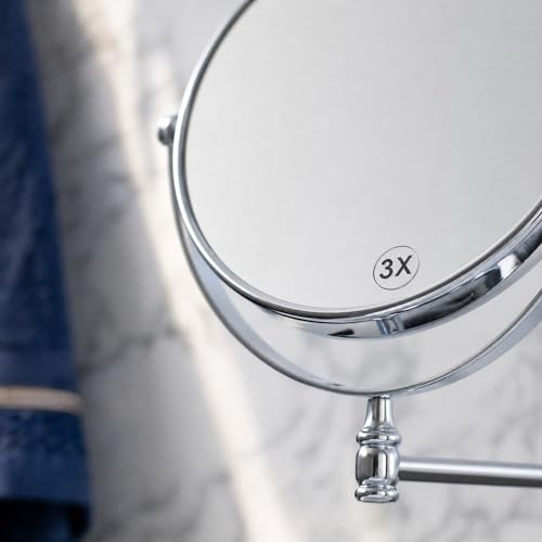 7Trees 8-Inch Retro Bathroom Folding Wall Mount Make-Up Mirror Flip Telescopic Beauty Mirror (Chrome) by 7Trees - Used condition - Image 6