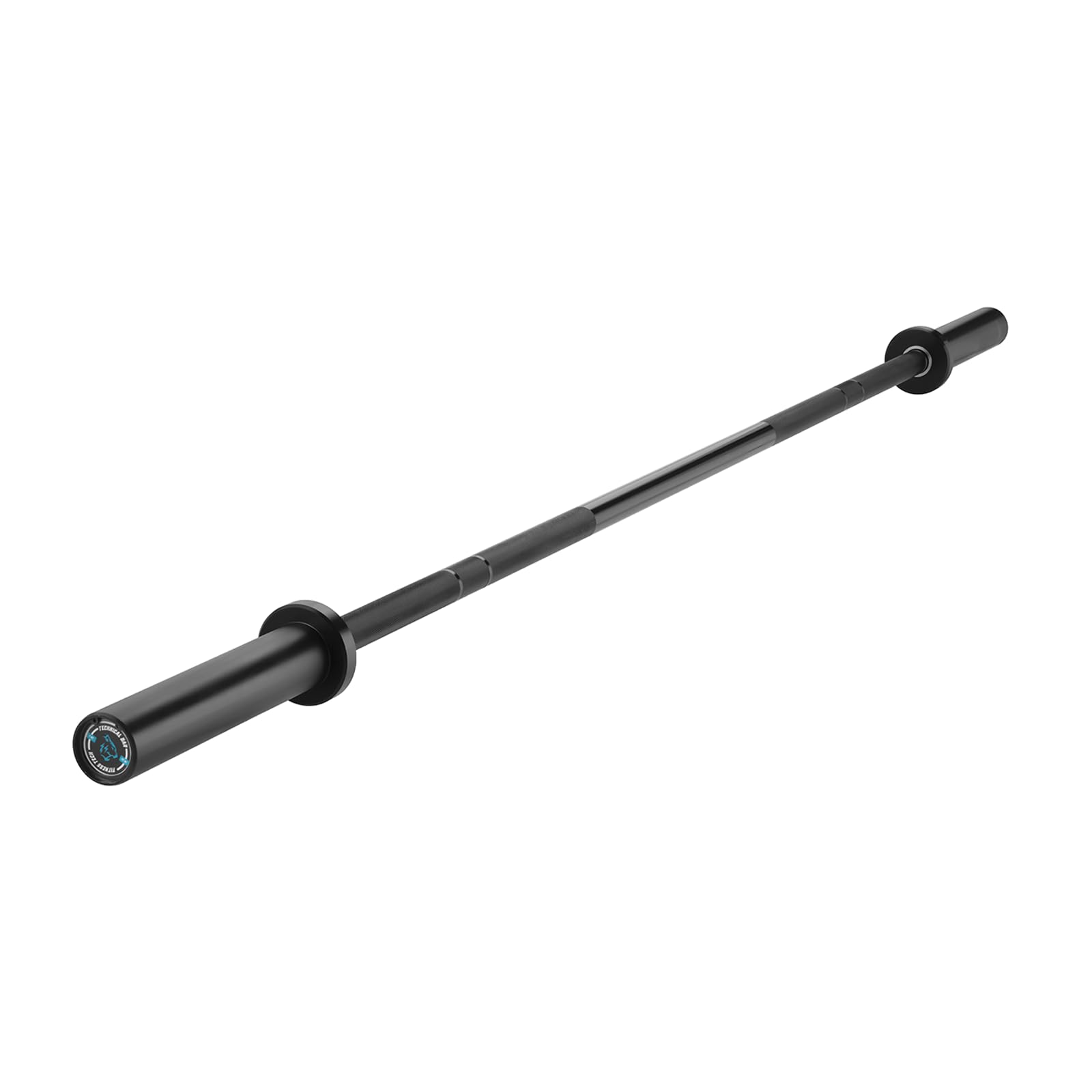 Barra Técnica Olímpica Negra 1.8m · 50mm · 2 Rodamientos · Aluminio Ligero 45kg | Fitness Tech