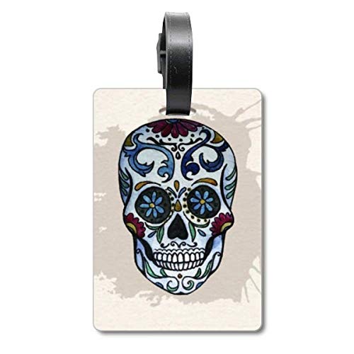 Étiquette de valise motif crâne mexicain en PVC souple pour bagage de voyage