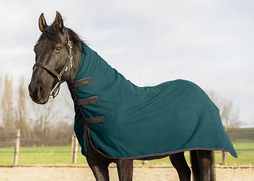 Image of RESISTANCE Fleece Contour Horse Cooler - Anti-Sweat Moisture Wicking, 3 Quick-Grip Neck Closures, Tail Cord, Durable Hemmed Edges, Polar Soft Fleece, Post-Exercise Cool Down