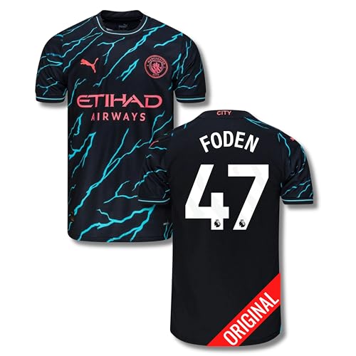PUMA Original ManCity Trikot Herren [3rd 23/24] Offizielles Manchester City Trikot [Foden 47] Fussball Sportbekleidung Sport Tshirts Herren Fußball Shirt Männer I Gr. 3XL