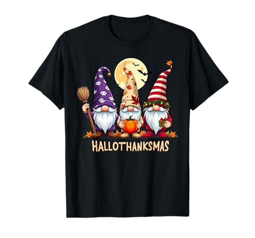 Hola, gracias, gnomos, Halloween, Acción de Gracias, Navidad Camiseta