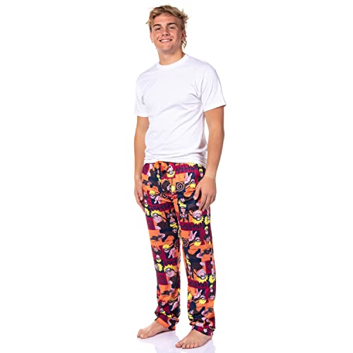 Naruto Shippuden Men's Allover Character Hidden Leaf Village Adult Lounge Sleep Bottoms Pajama Pants2