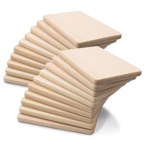 VmG-Store Tabla de desayuno de haya, 23 x 15 cm, tabla de cortar en bruto, madera de haya maciza, cuadrada, tabla de pan de madera natural (20, mediana)