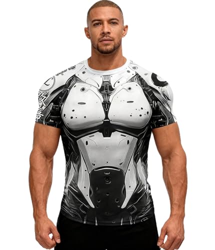 Red Plume Mens Compression Shirts Sports Athletic Short Sleeves Quick Dry Fitness Baselayer Gym Running Workout Pullover Tops