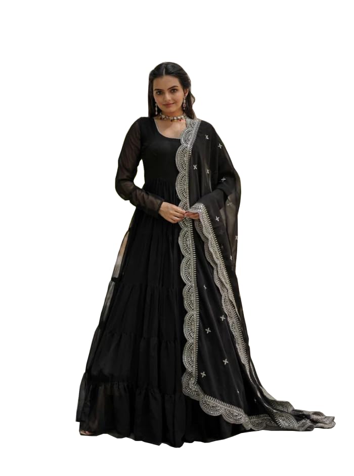 Image of Dresser Women's Embriodered Round Neck Flared Anarkali Kurta Set