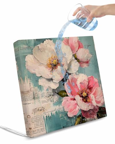 2 Pack Pink White Spring Floral Waterproof Cushion Covers with Ties, Outdoor Patio Chaise Lounge Chair Seat Cushion Slip Covers Replacement(Only Cover) Summer Botanical Vintage Flower 22