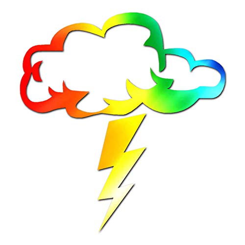 Image of Storm Cloud Lightning Bolt - Vinyl Decal Sticker - 12 inch x 12.75 inch - Tie Dye
