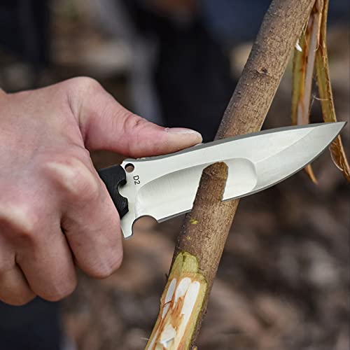 KOMWERO Jagdmesser Feststehende Klinge aus einem Stück D2 Stahl mit G10 Griff, Kydex Scheide, Scharf Messer… – Bild 5