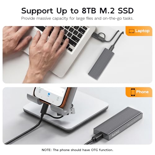 Caja externa para SSD M.2 NVMe SATA USB 3.1 Gen2 10Gbps miniatura 7