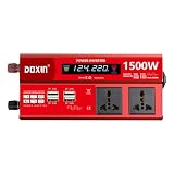 MLMKML Power Inverters 1000W 1500W 2000W 12/24V DC to 110/120/220/240V AC Converter for Vehicles USB Ports Car Charger Adapter with a Cigarette Lighter Ports Plug Outlet(1500W)