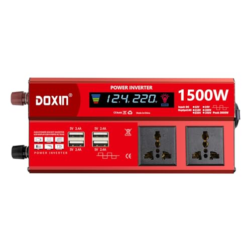 Image of IORUYB Power Inverters 1000W 1500W 2000W 12/24V DC to 110/120/220/240V AC Converter for Vehicles USB Ports Car Charger Adapter with a Cigarette Lighter Ports Plug Outlet(1500W)